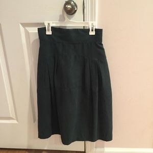 Green Suede Midi Skirt